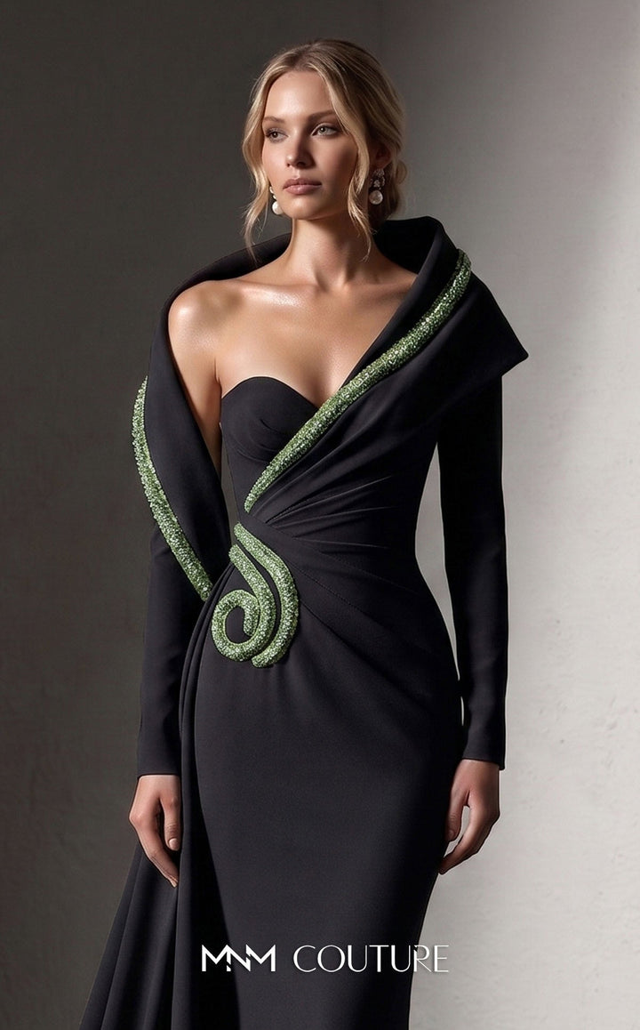 Fouad Sarkis F03038 Single-Shoulder Sweetheart Mermaid Couture Dress