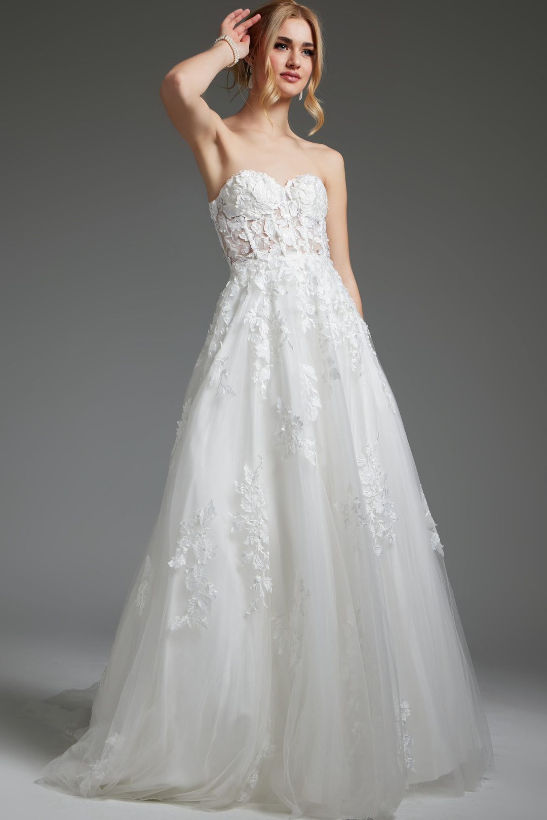Jovani JB05361 Corset Bodice Strapless Wedding Dress