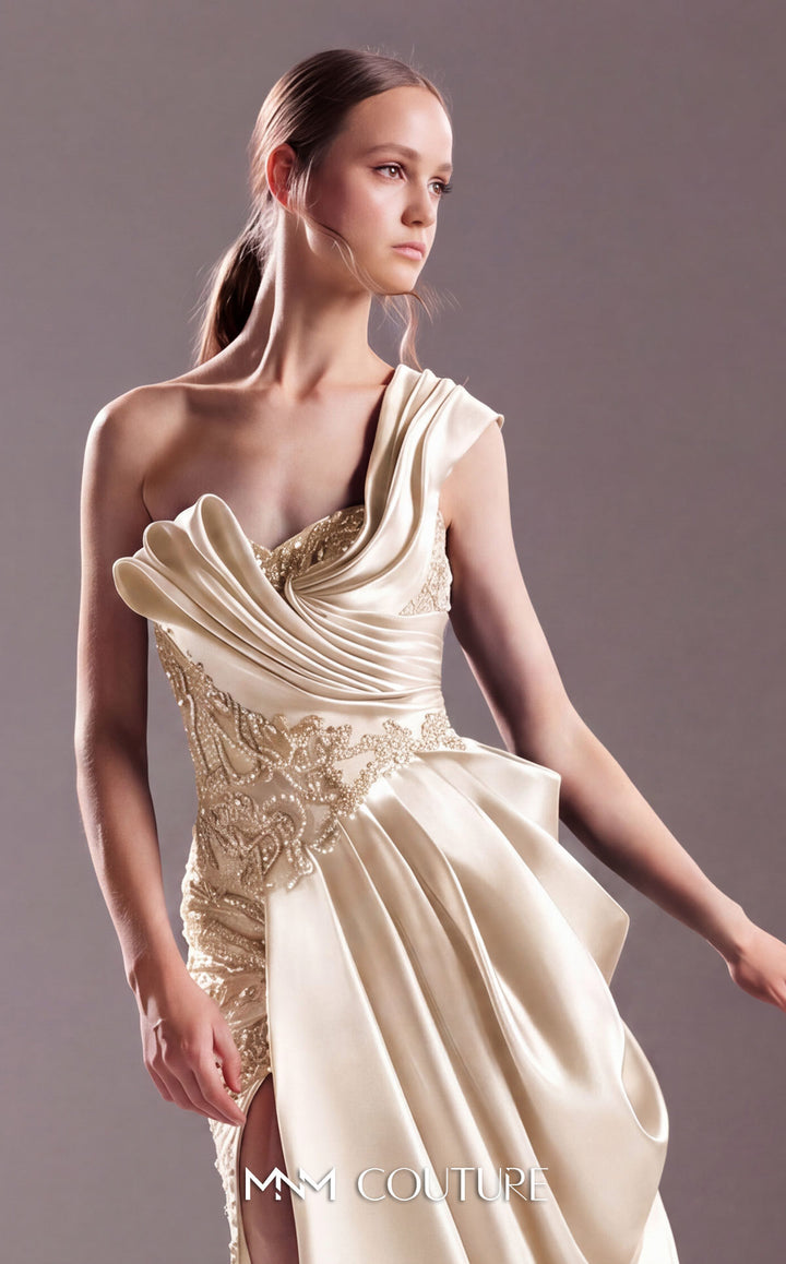 Gaby Charbachy G1527 one-shoulder embellished column gown bodice detail in an alternate colorway