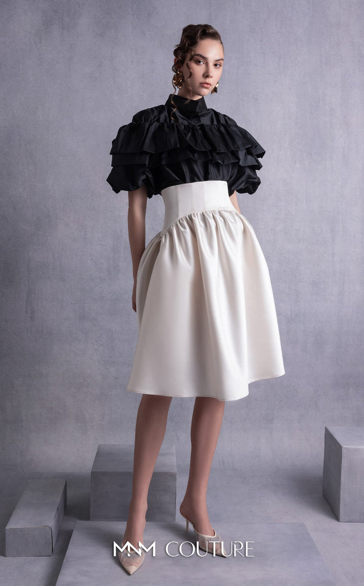 Gaby Charbachy GOS2506 tiered ruffle collar blouse and corset waist full skirt set side view