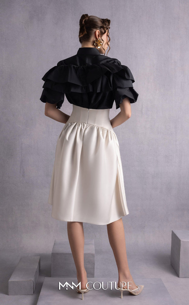Gaby Charbachy GOS2506 tiered ruffle collar blouse and corset waist full skirt set back view