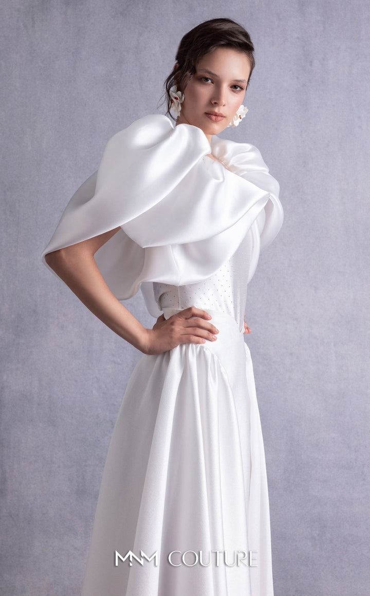 Gaby Charbachy GOS2510 sculpted bow sleeve A-line dress bodice detail