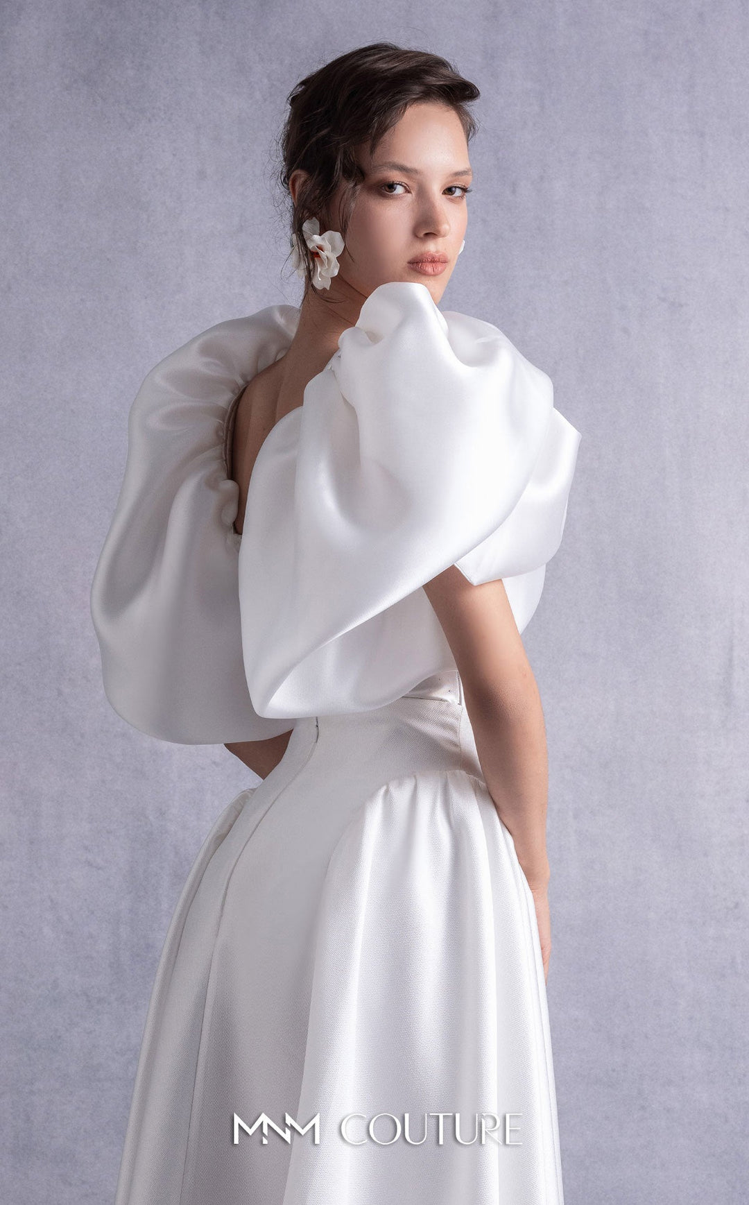 Gaby Charbachy GOS2510 sculpted bow sleeve A-line dress back detail