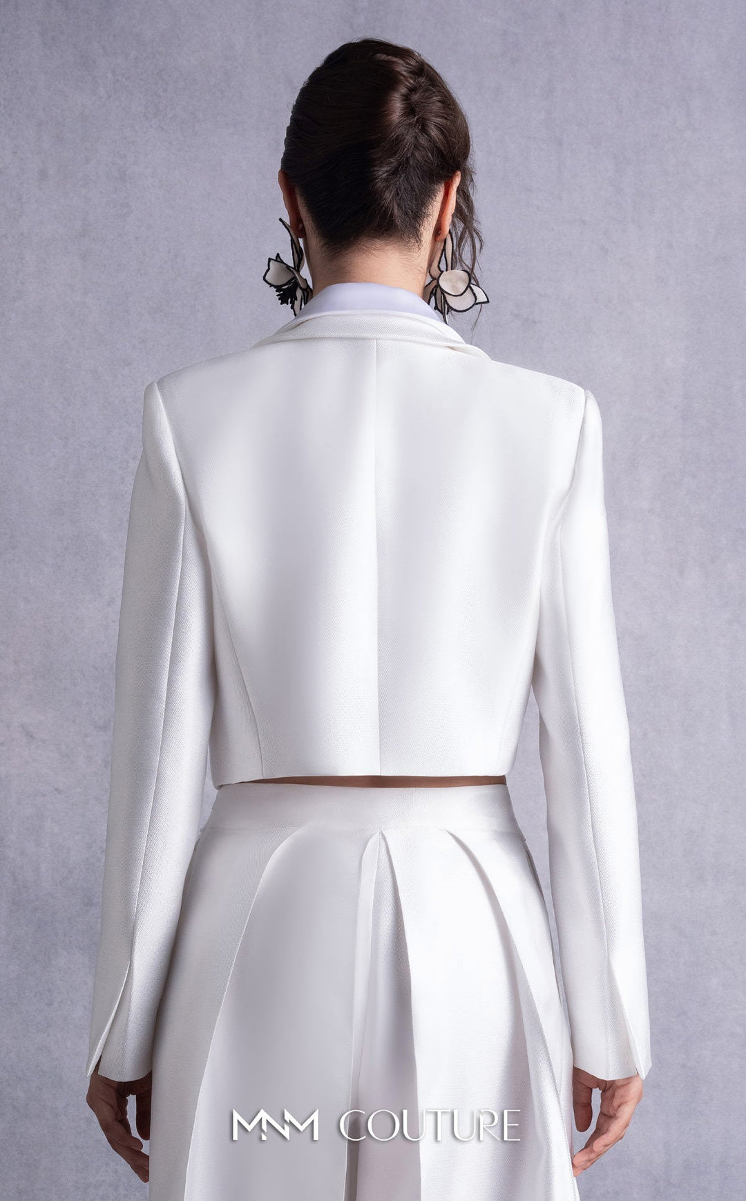 Gaby Charbachy GOS2515 cropped blazer and crossover waist wide-leg pant set back detail