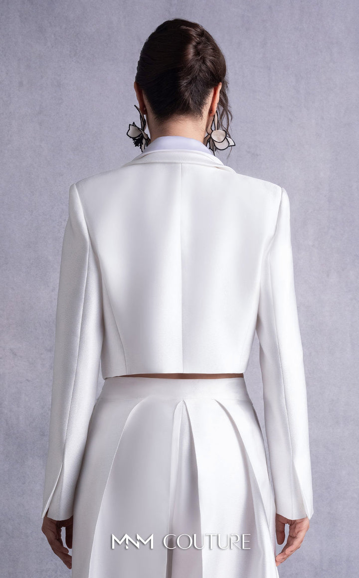 Gaby Charbachy GOS2515 cropped blazer and crossover waist wide-leg pant set back detail