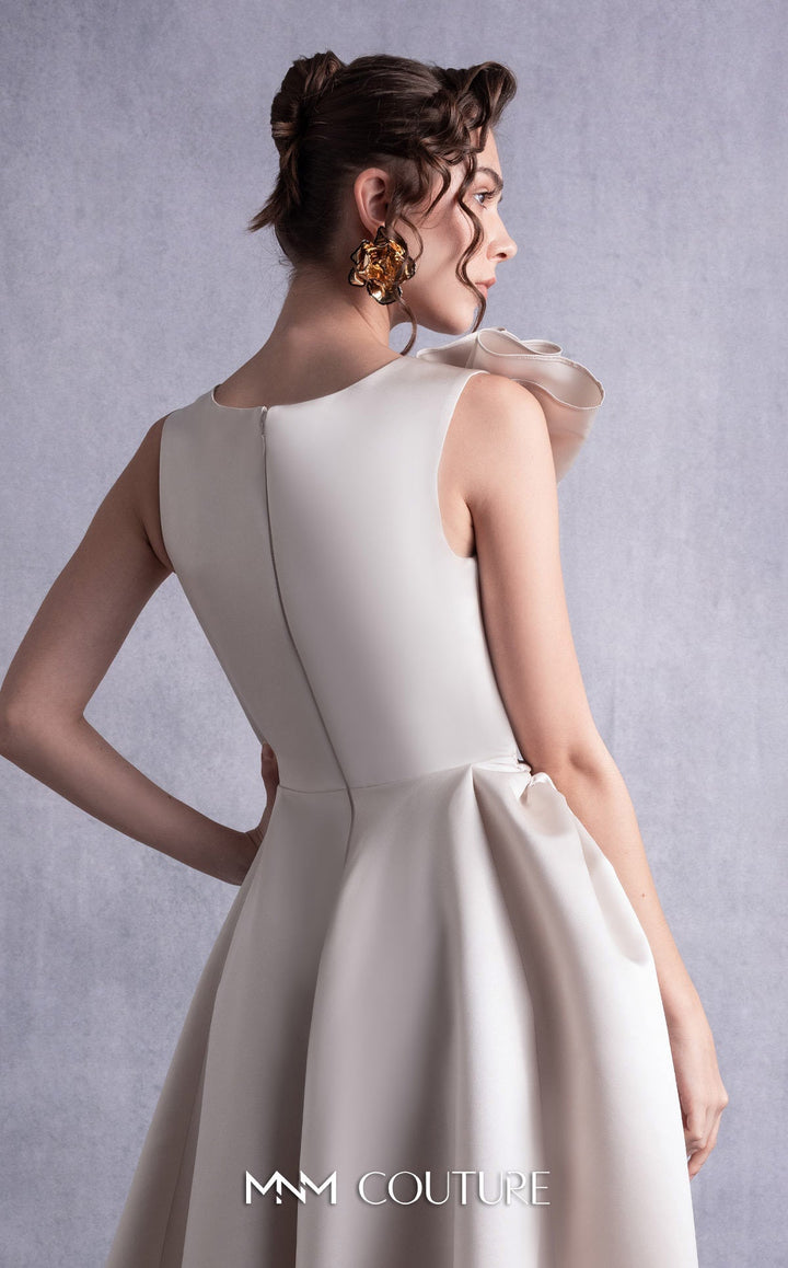 Gaby Charbachy GOS2517 sleeveless sculpted pleat midi dress with wrap skirt back detail