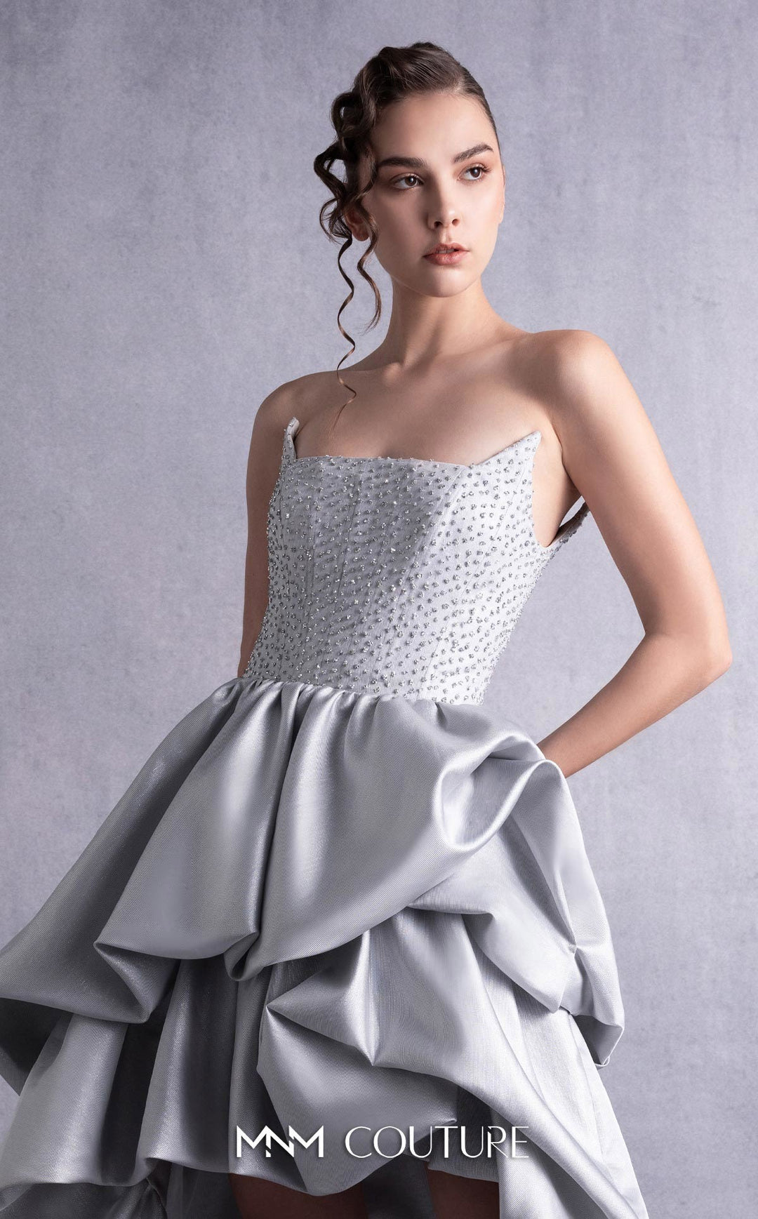 Gaby Charbachy GOS2538 embellished corset dress with tiered bubble skirt bodice detail