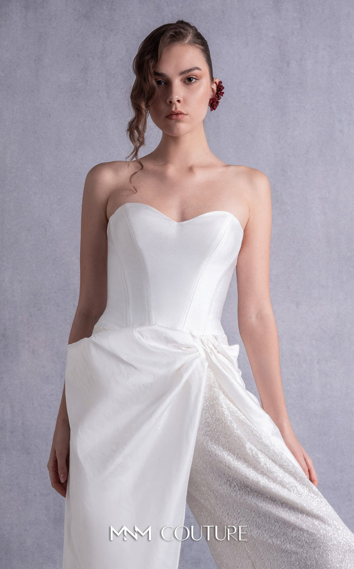 Gaby Charbachy GOS2540 strapless sweetheart jumpsuit with draped overskirt bodice detail