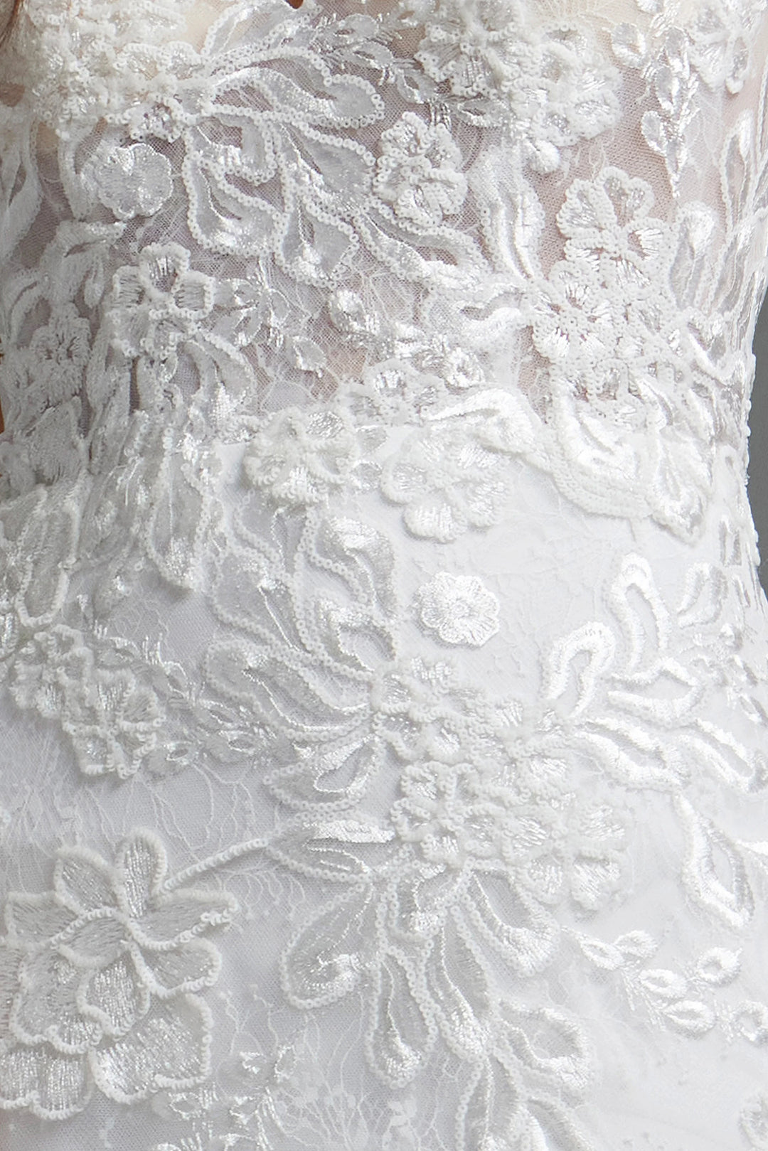 Jovani JB37538 Off White Spaghetti Straps Floral Embroidered Dress