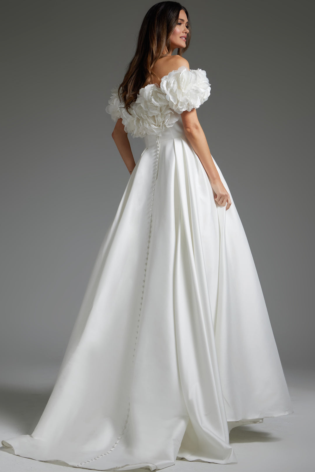 Jovani JB40795 off the Shoulder V Neck Wedding Dress