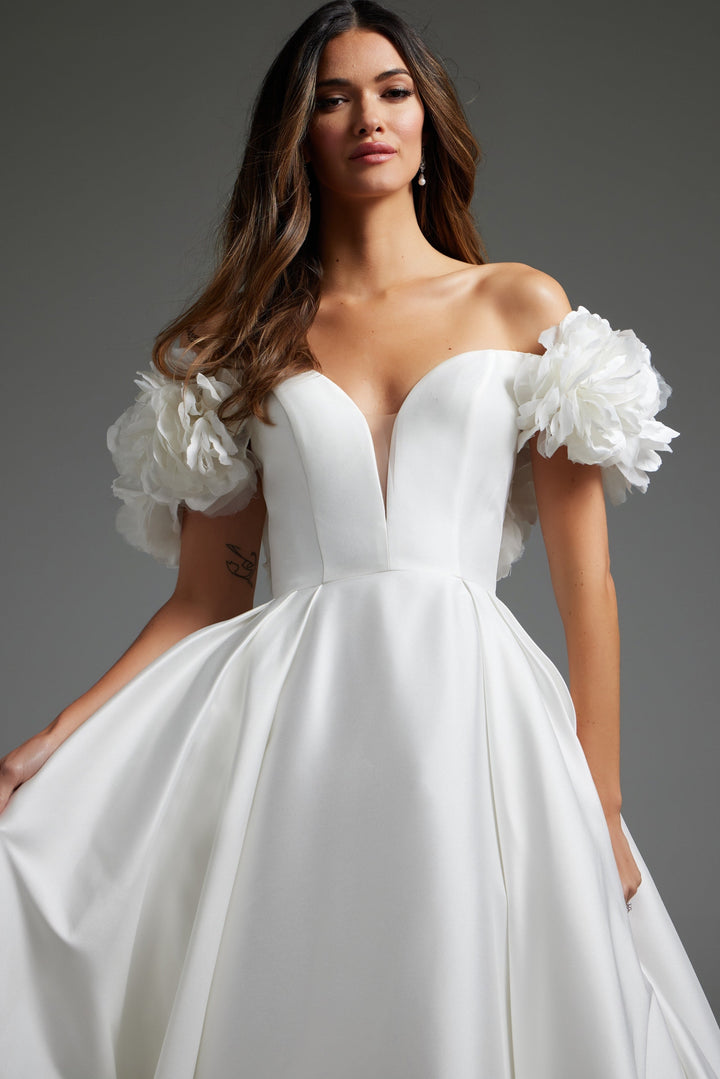 Jovani JB40795 off the Shoulder V Neck Wedding Dress