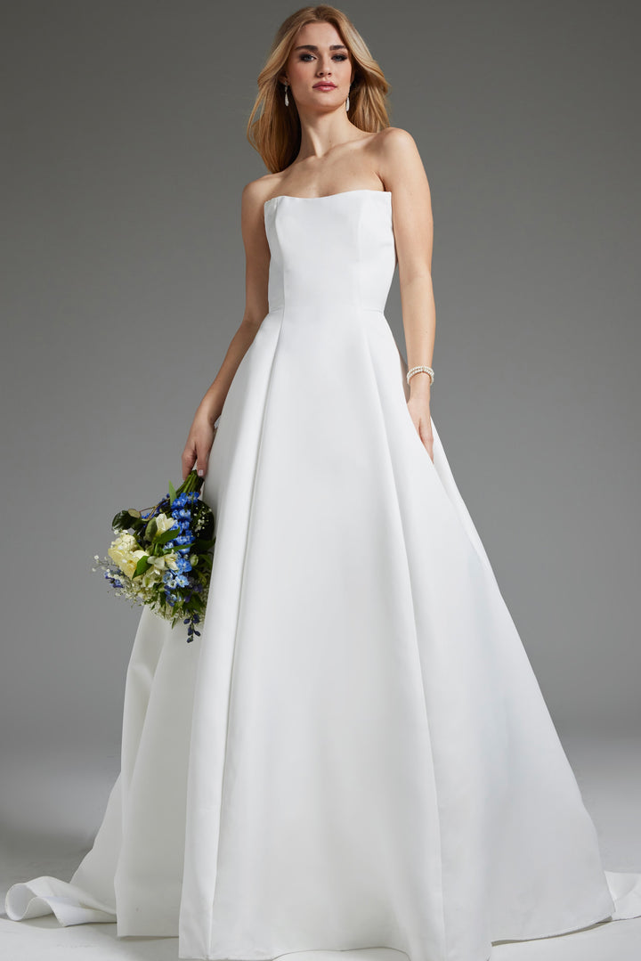 Jovani JB42346 Off White A Line Strapless Bridal Dress