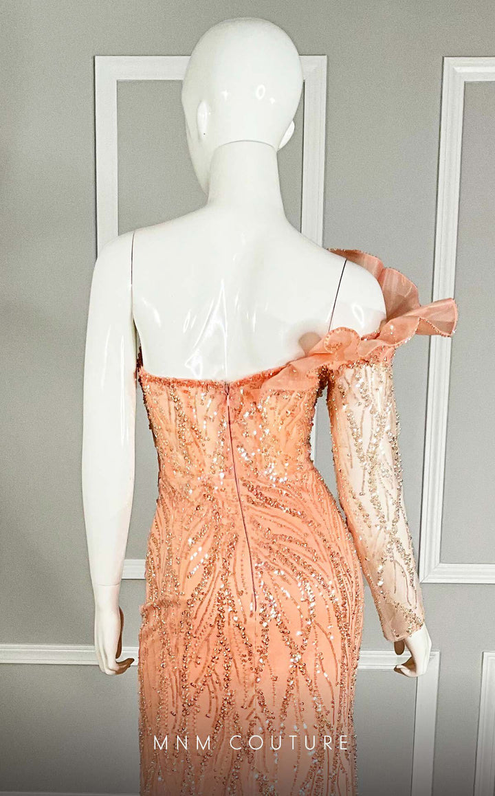 MNM Couture M1114 : Embroidered Asymmetrical Couture Tulle Gown - FOSTANI.com