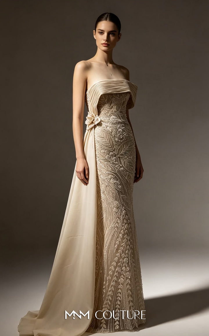 MNM Couture M1313 evening gown, front view in natural light