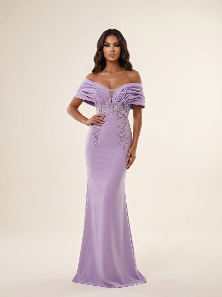 Modessa Couture M26732 Off-the-Shoulder Draped Mermaid Dress