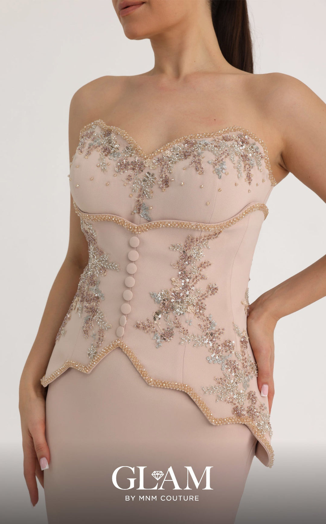 MNM O07796 Sweetheart Sleeveless Tailored Corset Couture Dress