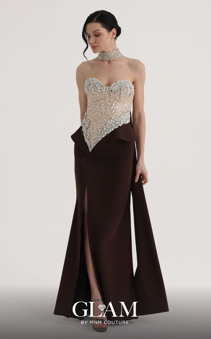 MNM Couture O07814 Strapless Sleeveless Corseted Couture Dress