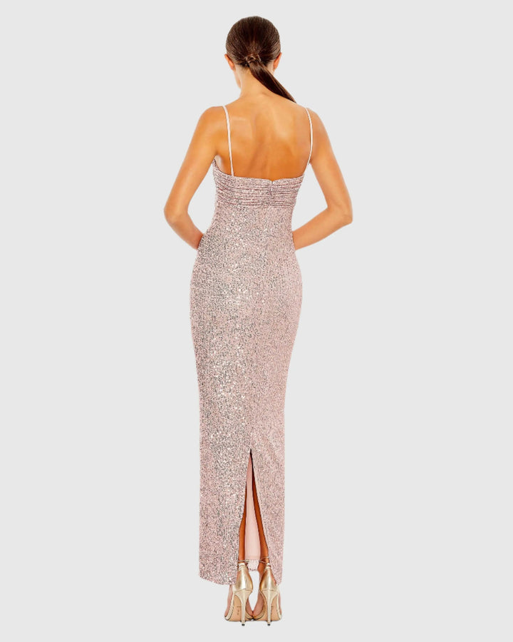 Mac Duggal 11284 Sequined Faux Bow Column Dress