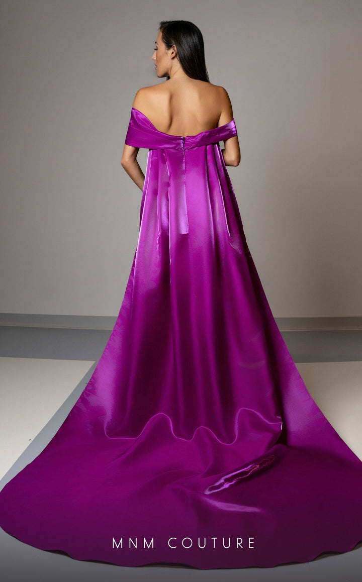 MNM Couture V07387 : Off-Shoulder Column Gown with Attachable Skirt - FOSTANI.com