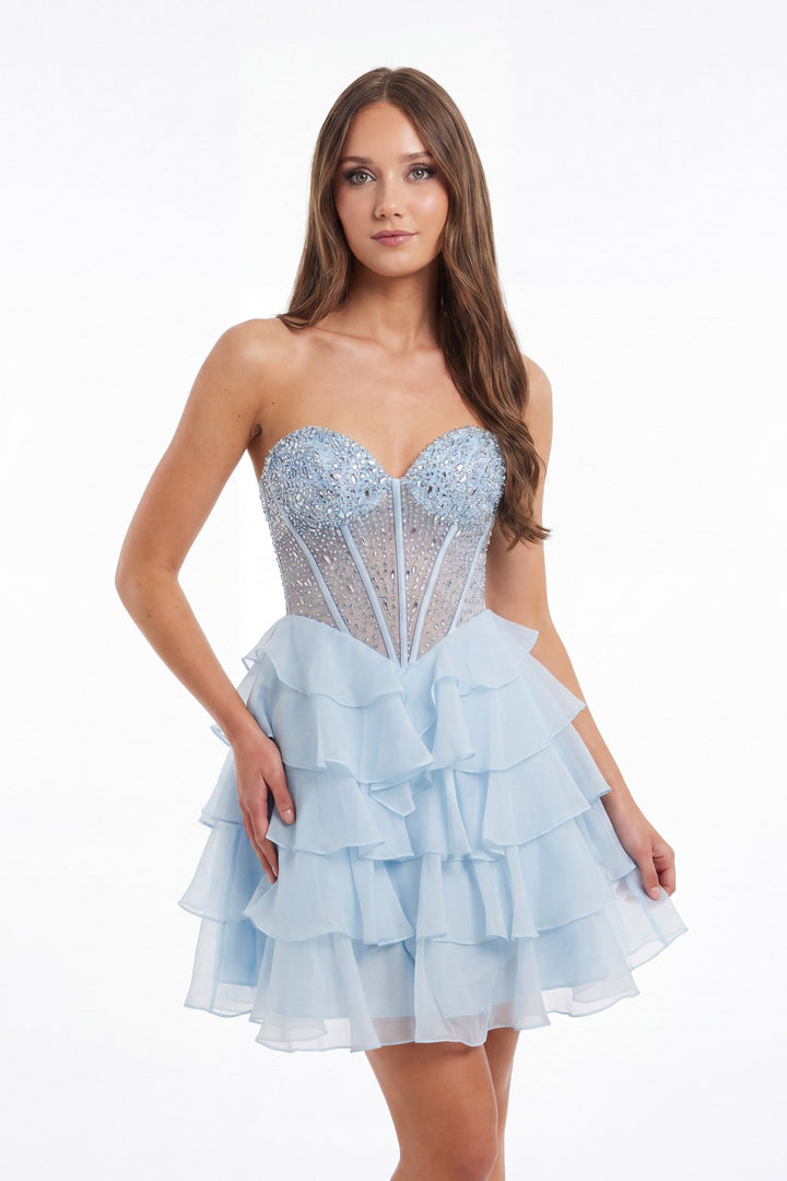 Portia & Scarlett XO218 crystal corset tiered ruffle homecoming dress additional view 2