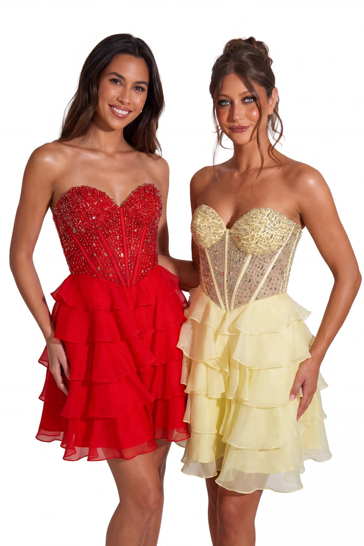 Portia & Scarlett XO218 crystal corset tiered ruffle homecoming dress additional view 7