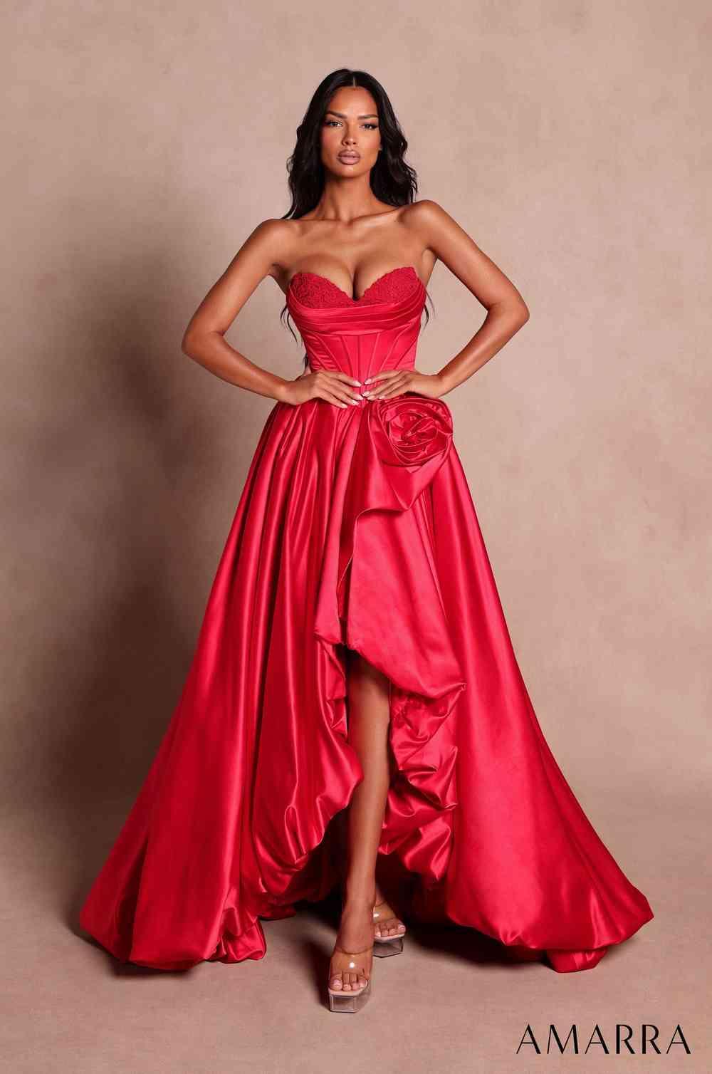 Amarra 89896 pick-up skirt sweetheart gown front view