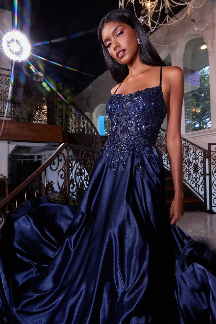 Ladivine C179 A-line prom dress three-quarter view, second color