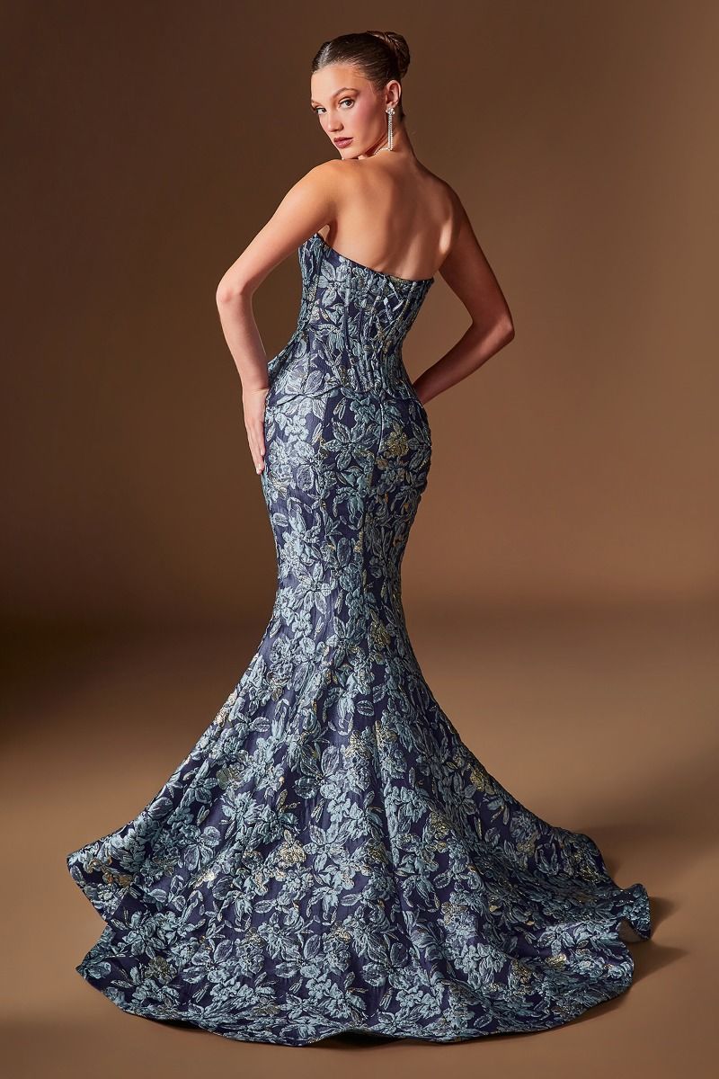 Ladivine CD655 mermaid gown back view