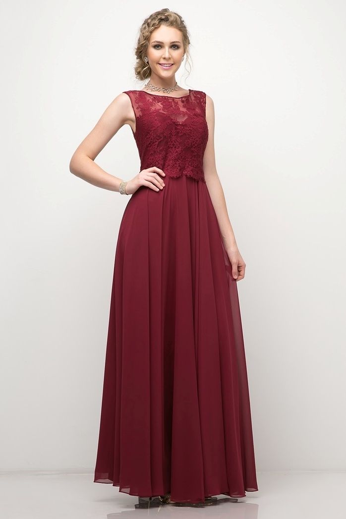 Ladivine CJ245 lace bodice gown front view, hands on hips