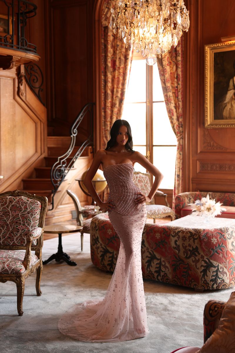 Chic & Holland EW990096 Strapless Sweetheart Fully Beaded Mermaid Evening Dress