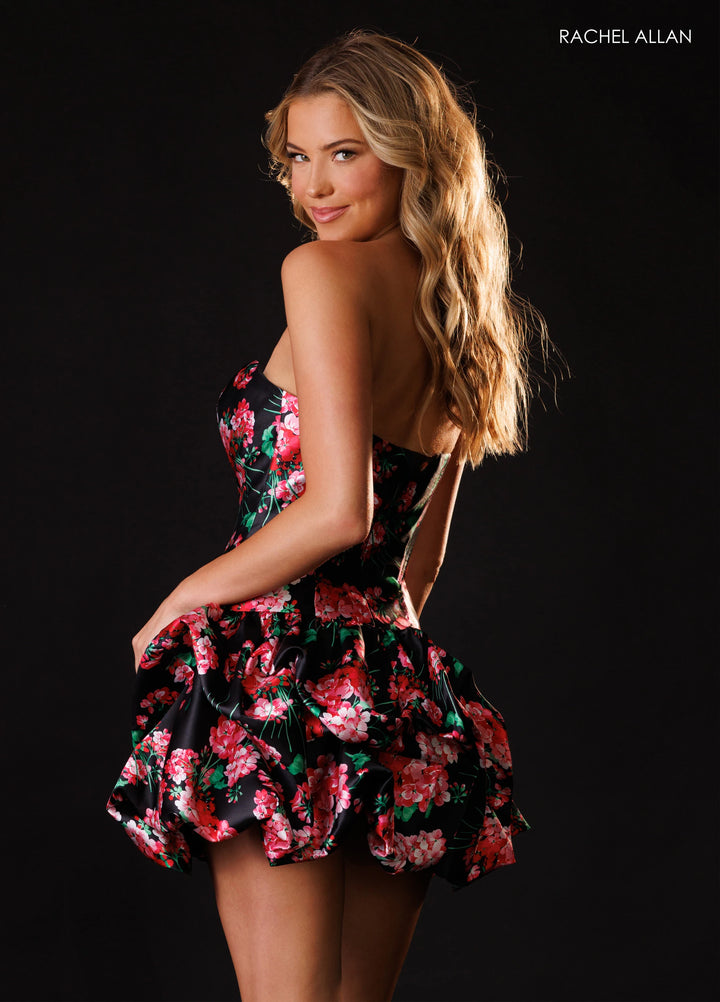 Rachel Allan 40684 Strapless Floral Ruffle Homecoming Dress