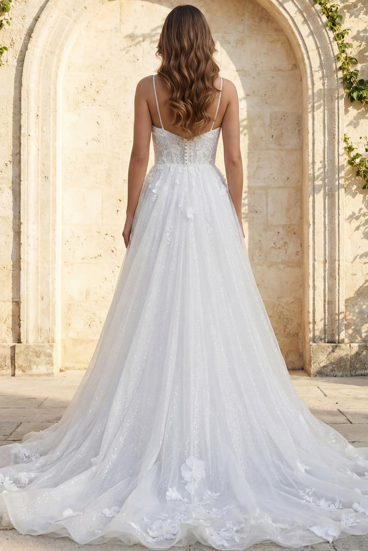 Jovani JB43315 Floral Appliqué Tulle A Line Bridal Gown