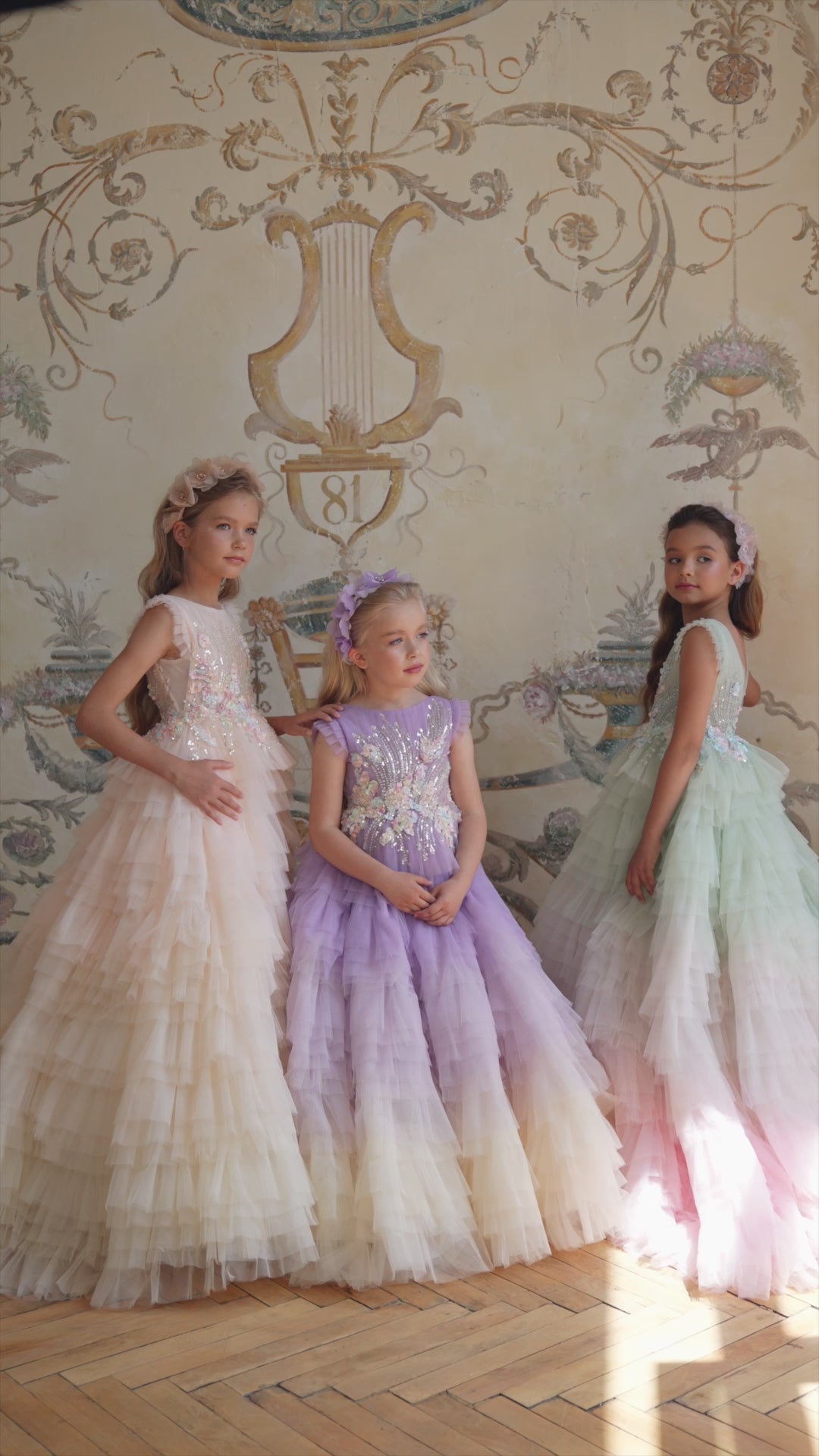 Pentelei 3822 Floral Appliqué Kids Dress