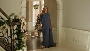 Marsoni by Colors MV1362 Bateau Neckline, Cape Sleeves, and Asymmetrical Overlay Mother of the Bride Dress