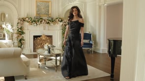Rina Di Montella RD3344 Asymmetrical Off-The-Shoulder Draped Bodice Mother of the Bride Dress
