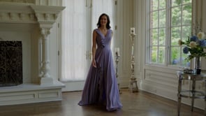 MARSONI M333 Off-Shoulder V-Neckline Off-Shoulder Sleeves Cascading Ruffles Mother of the Bride Dress