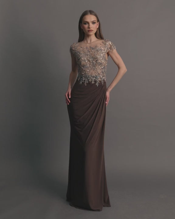 Mac Duggal 21100 Cap Sleeve Crystal Embellished Sheath Dress video
