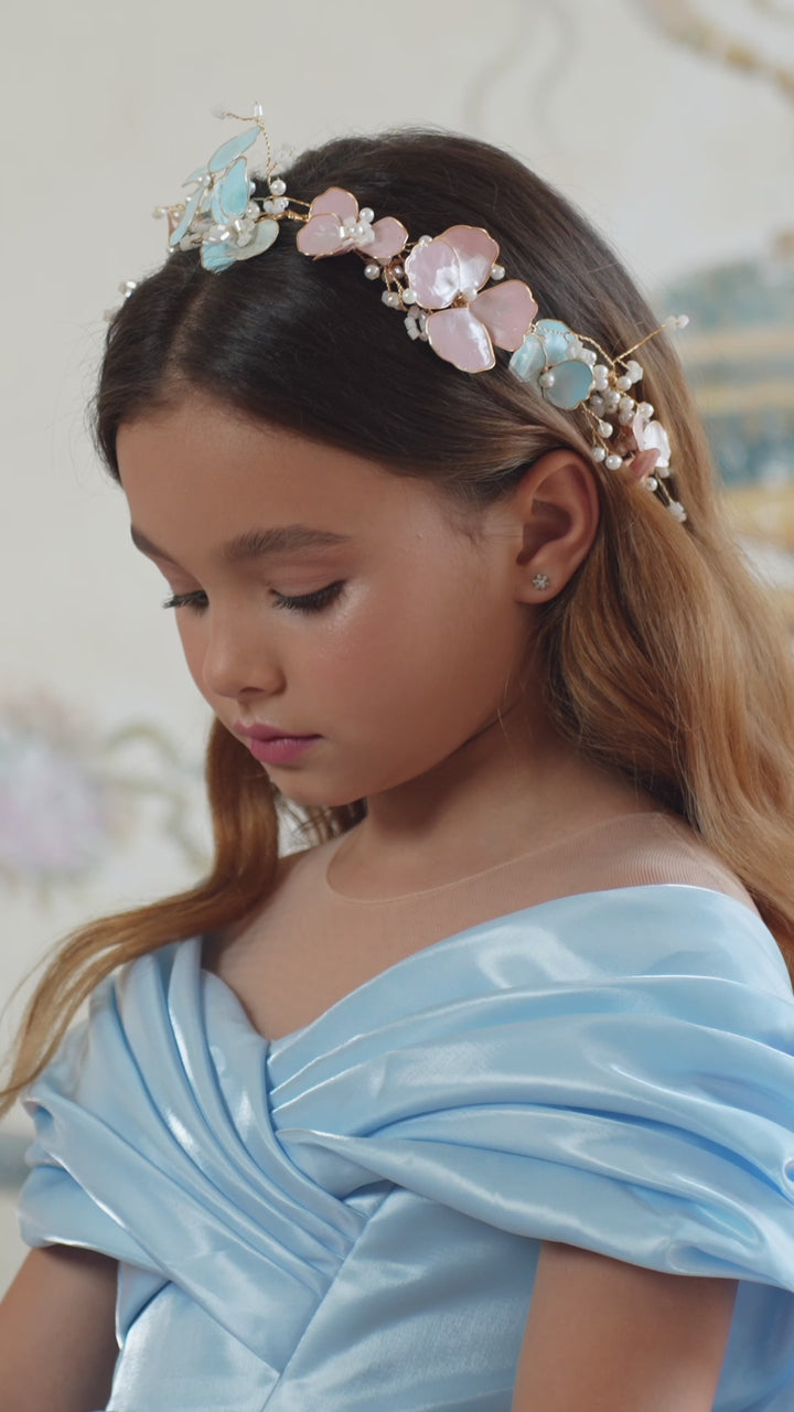 Pentelei 3839 Off Shoulder & Draped Sleeves & Statement Bow Kids Dress