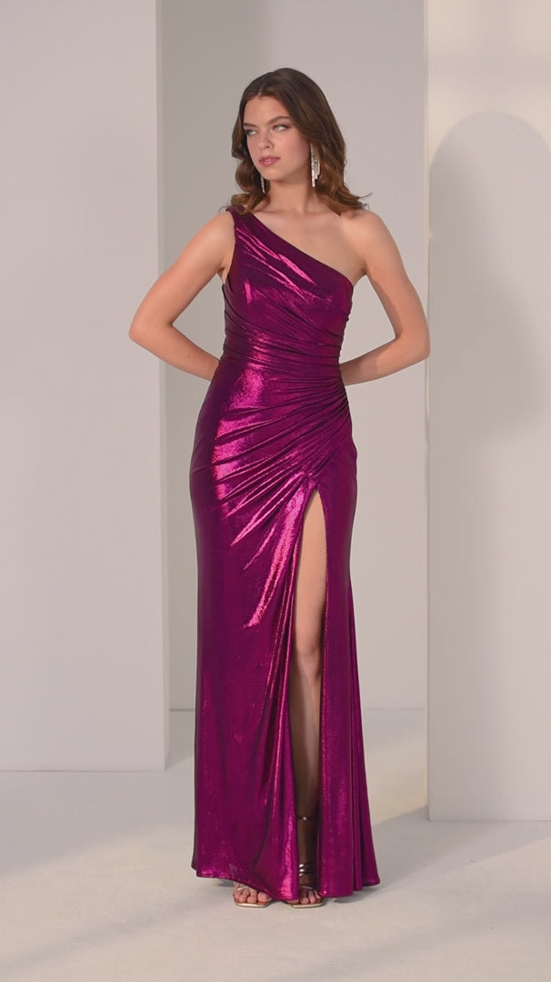 Morilee 49230 One-Shoulder Metallic Jersey Prom Dress 2026