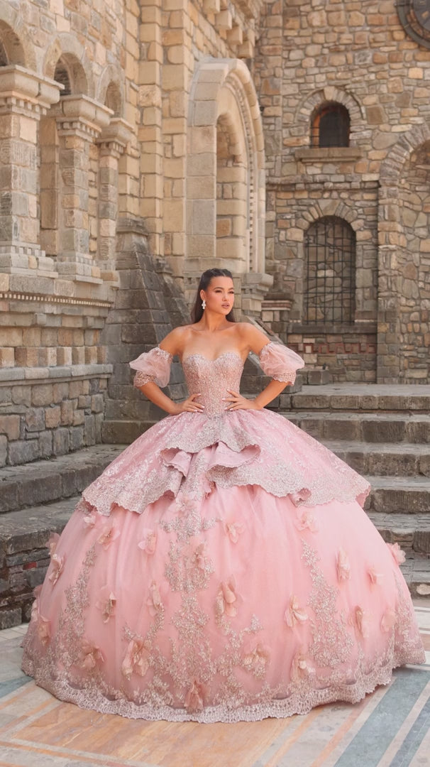 Amarra 54236 Scalloped Tiered Overskirt Quinceañera Ball Gown
