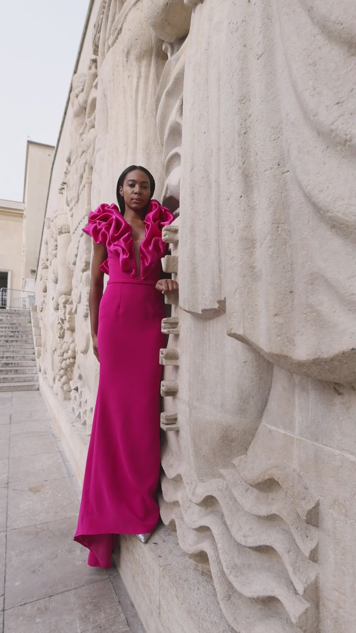 Abdo Aoude SS11 Oversized Ruffles Shoulder Couture Dress