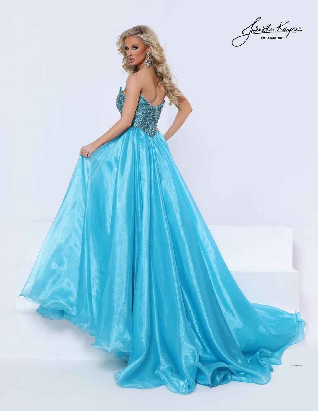 Johnathan Kayne 3325 strapless crystal bodice ball gown back view 2