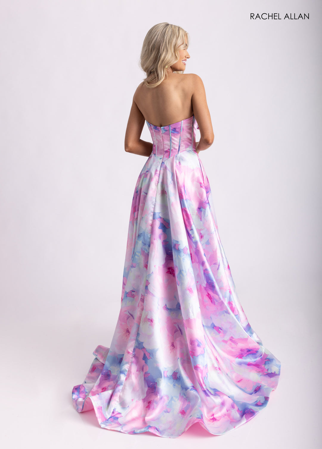 Rachel Allan 71036 Strapless Bow Corset A-Line Prom Dress