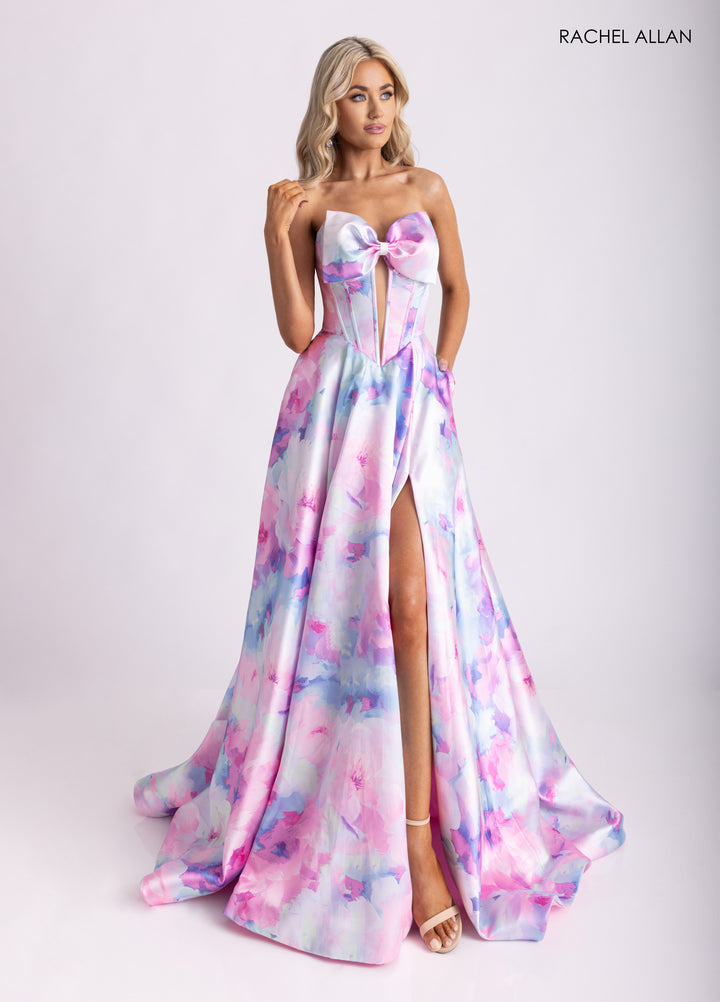 Rachel Allan 71036 Strapless Bow Corset A-Line Prom Dress