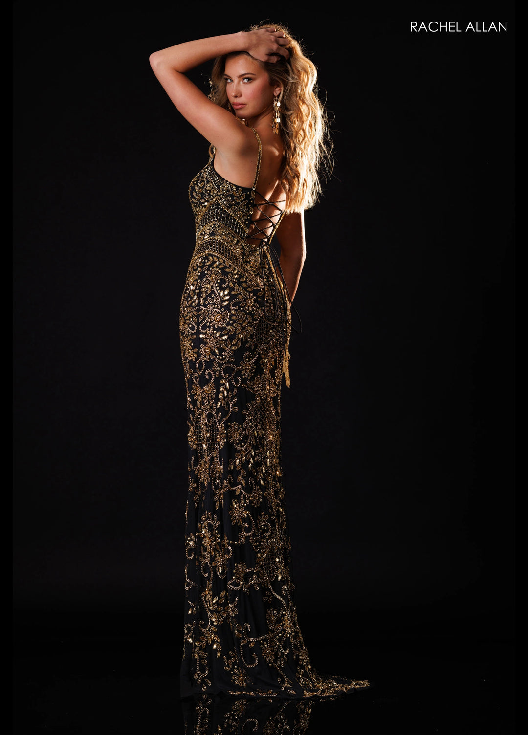 Rachel Allan 70999 Beaded High Slit Prom Dress 2026