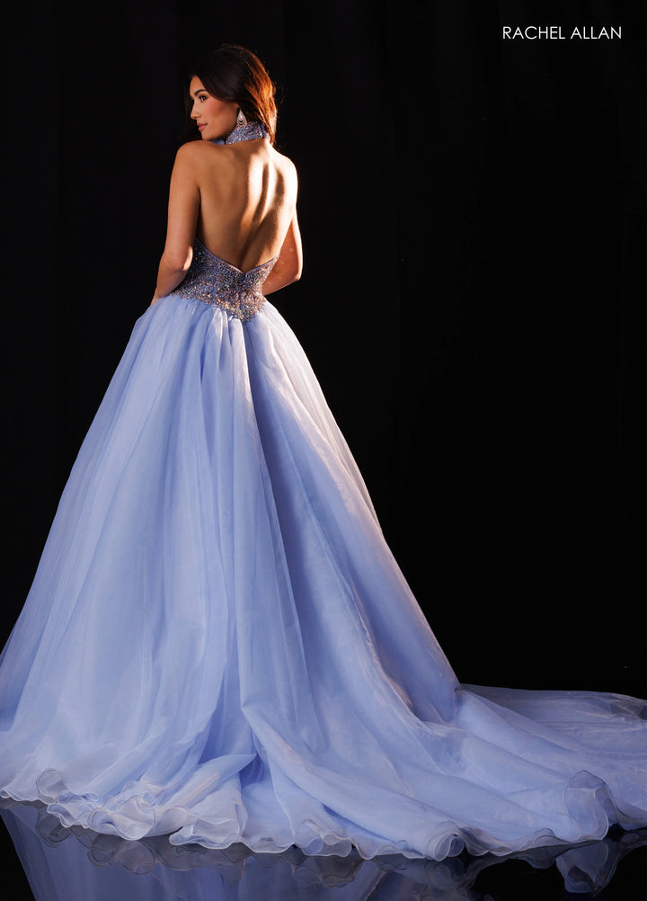 Rachel Allan 50420 Plunging Halter Ball Gown Pageant Dress - FOSTANI.com