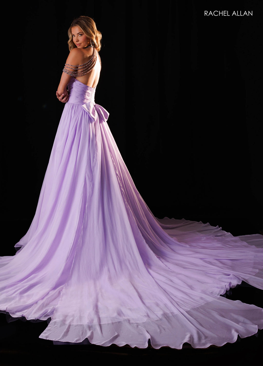 Rachel Allan 50430 Beaded Halter Keyhole A-Line Pageant Dress - FOSTANI.com