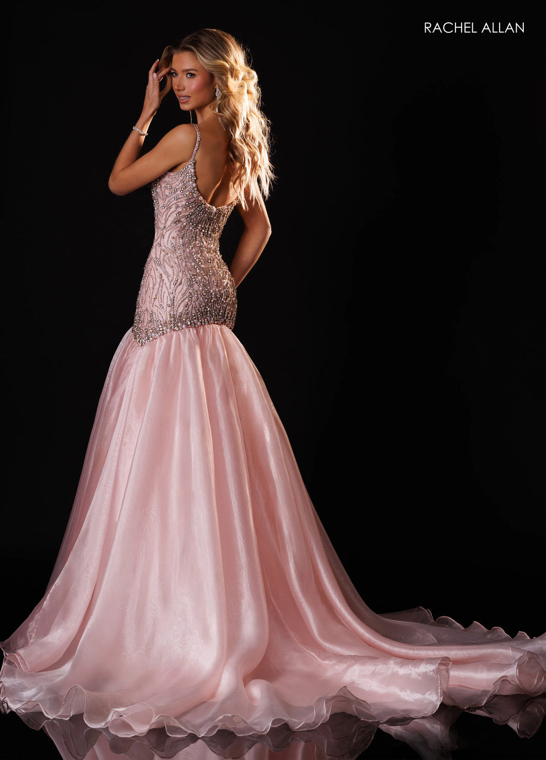 Rachel Allan 50433 Crystal Beaded Mermaid Pageant Dress - FOSTANI.com