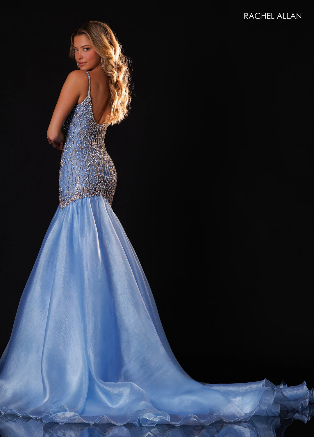 Rachel Allan 50433 Crystal Beaded Mermaid Pageant Dress - FOSTANI.com