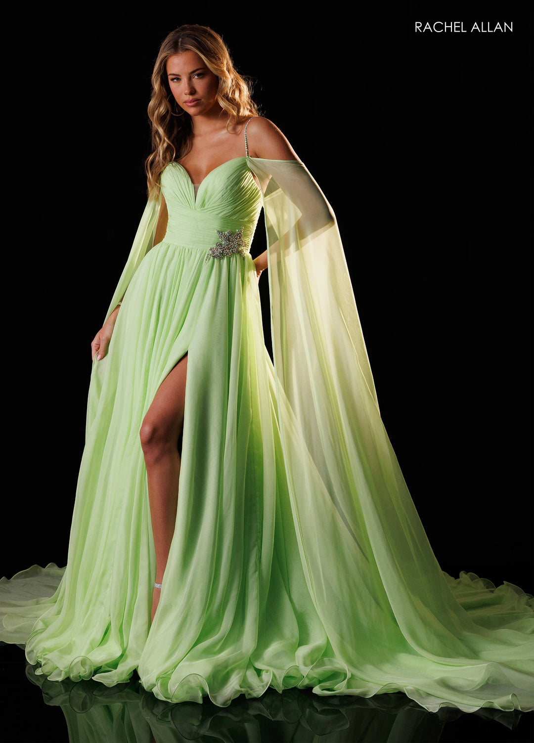 Rachel Allan 50444 Sweetheart Cape Sleeve A-Line Pageant Dress - FOSTANI.com